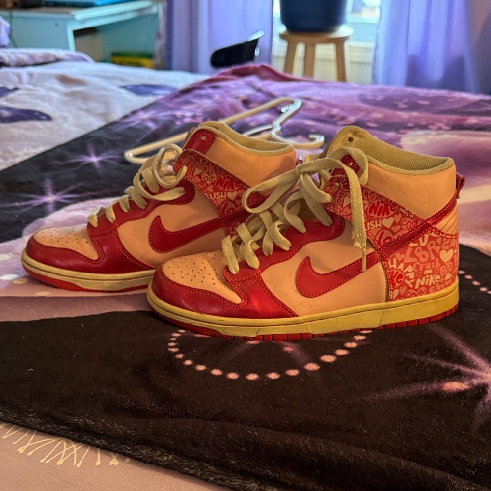 Nike Red and Tan High-Top Sneakers